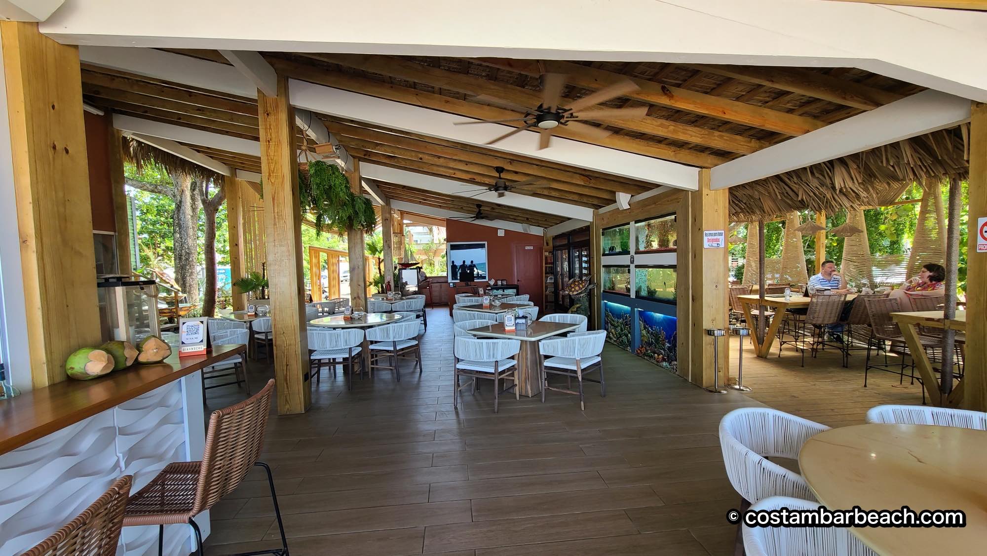 Inside the Carey restaurant and bar at Costambar beach